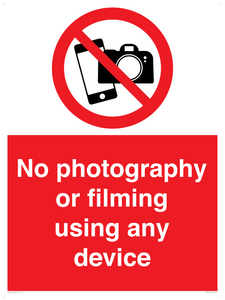 No photography or filming using any device